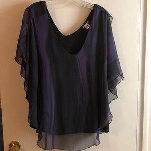 Purple and black tank with chiffon overlay